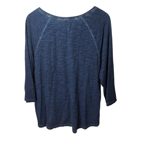 Chico's Sz 3 XL Blouse Top Blue Boho Peasant Pullover Embroidered Cotton Blend - Picture 3 of 7